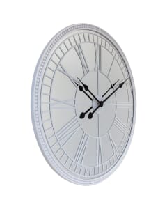 Grande horloge murale 56cm - Silencieux - Blanc/Miroir - Verre - NeXtime "Miroir Cléopâtre"