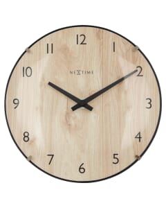 Horloge de table Nextime Edge Wood Mini de 20 cm de couleur bois avec un verre bombé