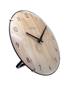 Horloge de table Nextime Edge Wood Mini de 20 cm de couleur bois avec un verre bombé