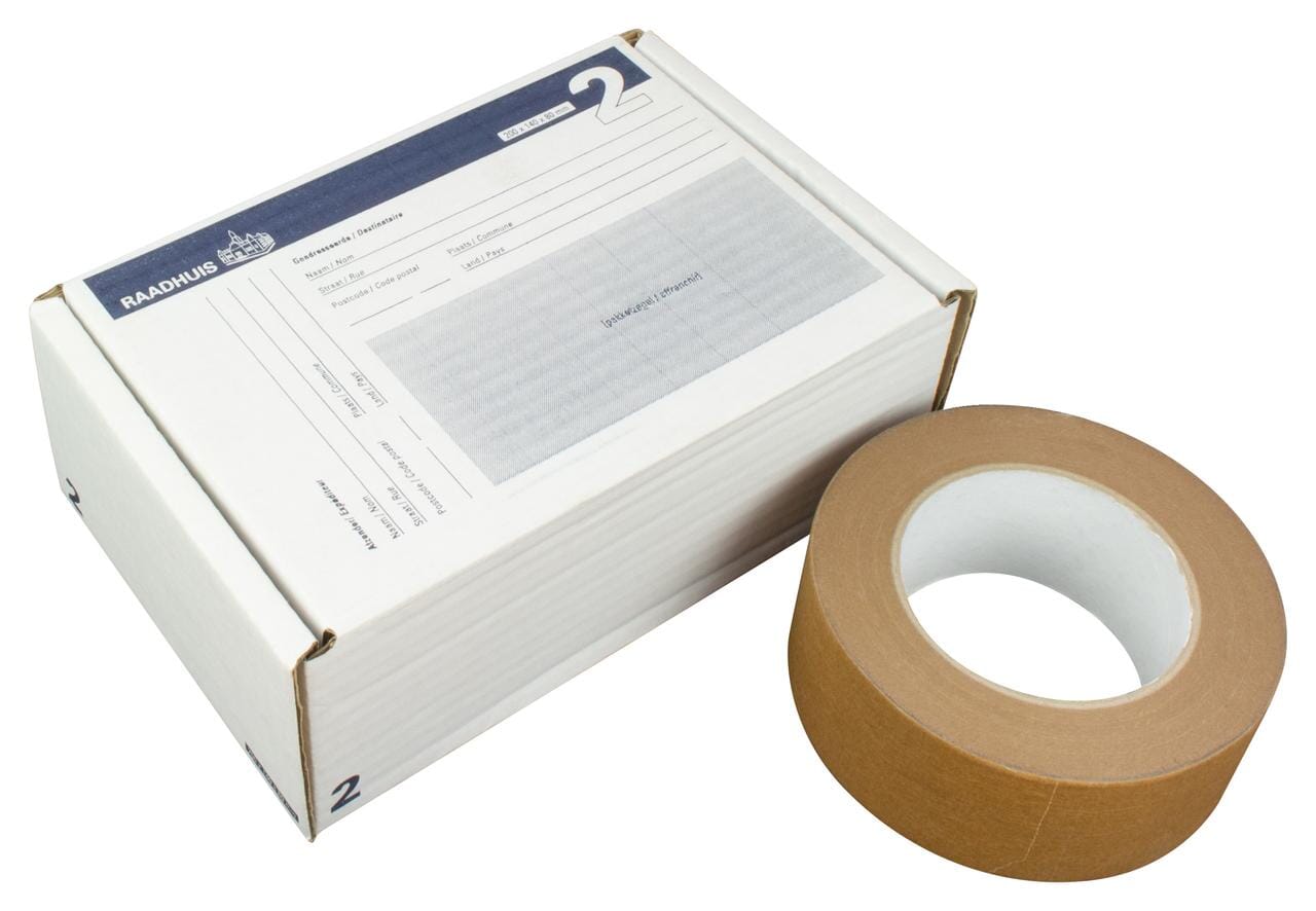 Postpakketdoos 2 Raadhuis 200x140x80mm bedrukt 5 stuks