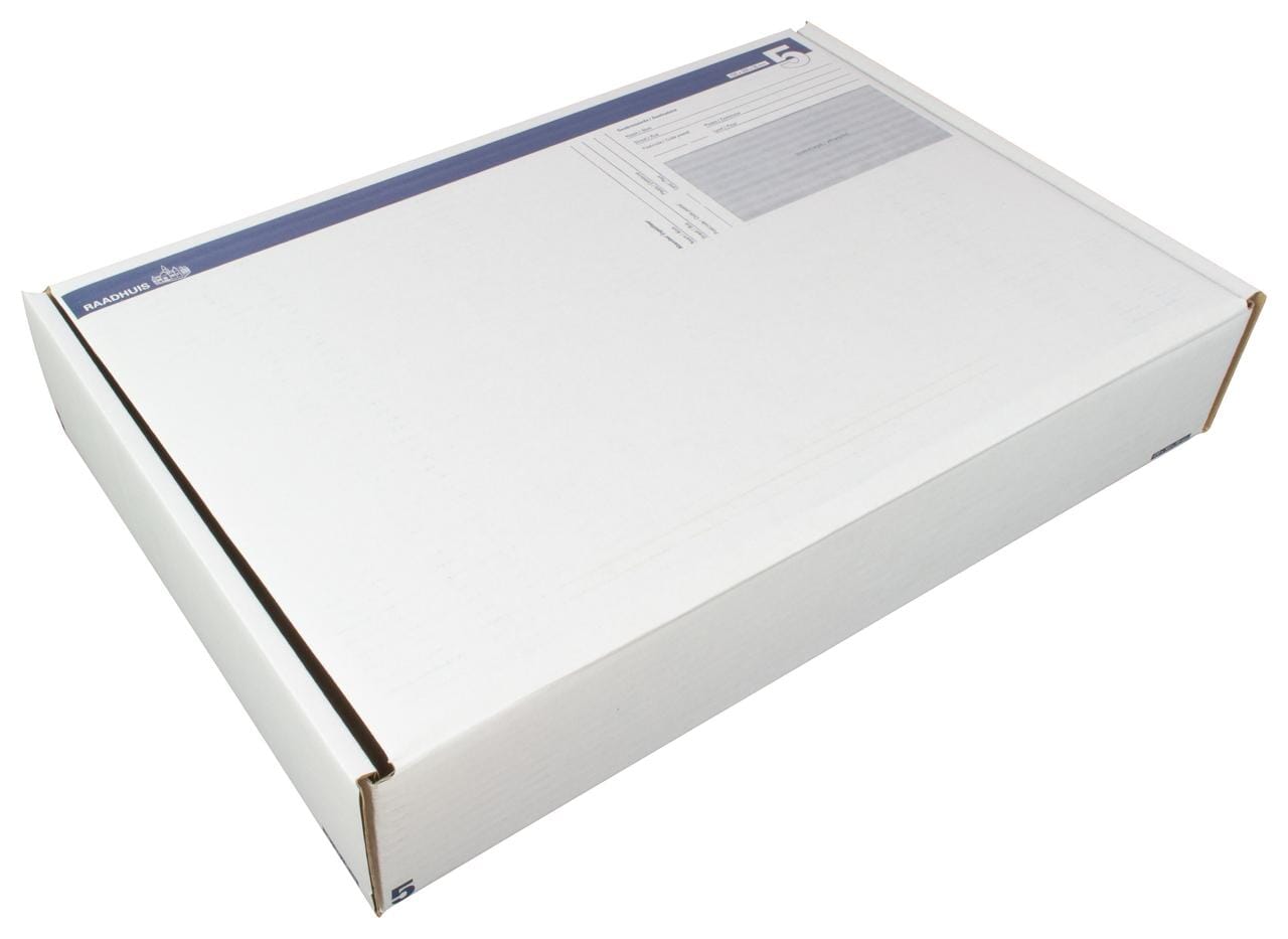 Postpakketdoos 5 Raadhuis 430x300x90mm bedrukt 5 stuks