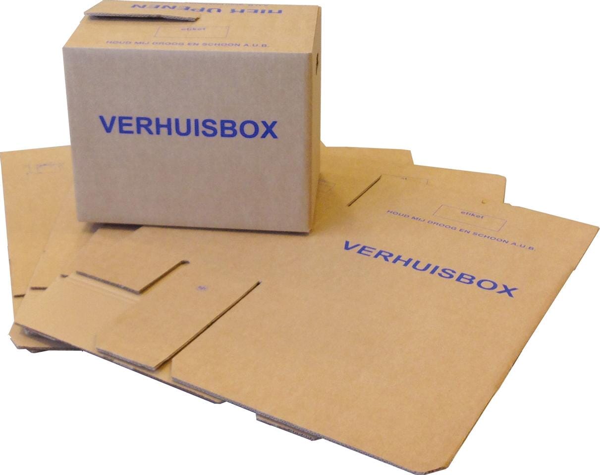Verhuisdoos Raadhuis dubbele bodem 485x320x355mm 5 stuks