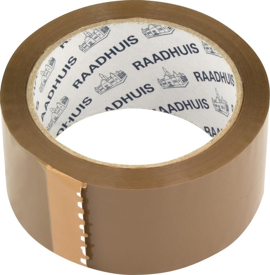 Verpakkingstape Raadhuis PP 48mmx66m bruin, low noise