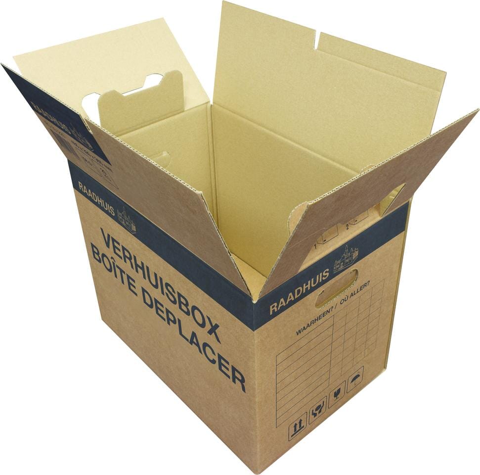 Verhuisdoos Budget Raadhuis dubbele bodem, 485x320x365mm (inwendig)