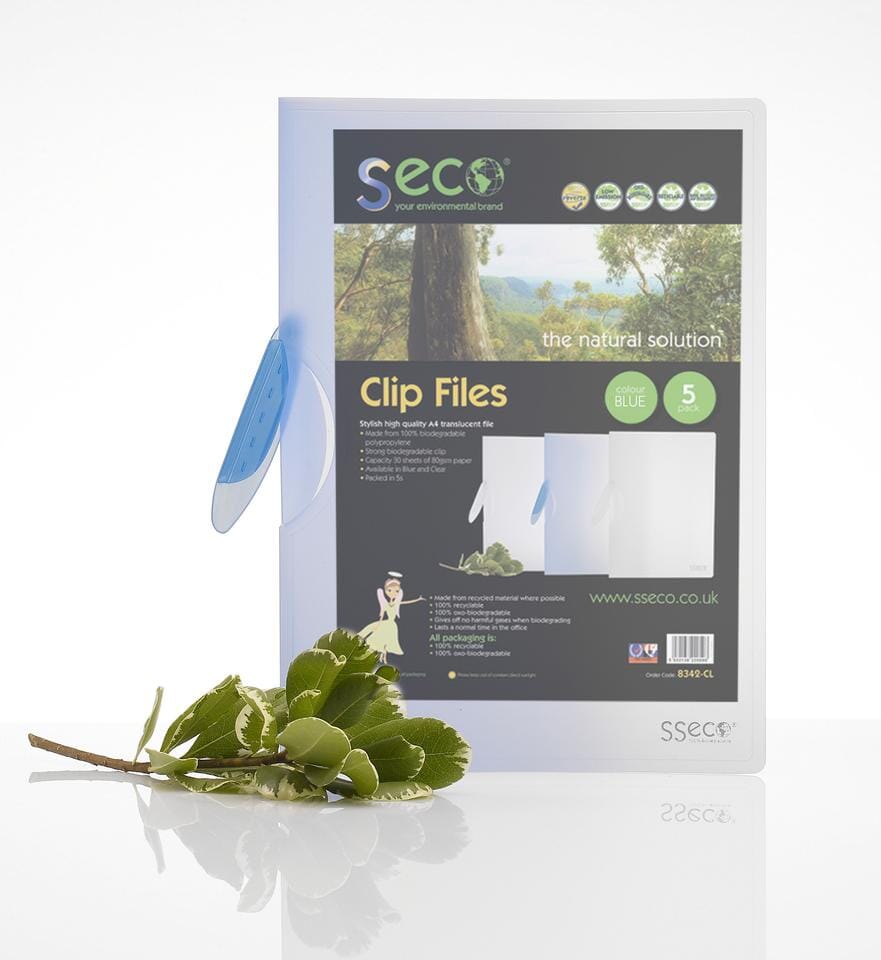 Clipmap Seco A4 Blauw 5pak. Biologisch afbreekbaar 500 micron pak 5stuks