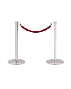 Poteau de barrière Seco Chrome 2pcs avec cordon et ruban rouge 3m