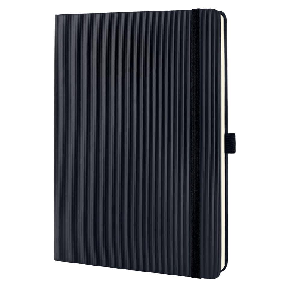 Notitieboek Conceptum Pure tablet maat zwart 5mm ruit hardcover. Genummerde pagina's, inhoudsopgave, sluiting d.m.v. elastiek, lus voor pen, 2 leeslintjes. 194 pagina's 80 grams chamoiskleurig papier.