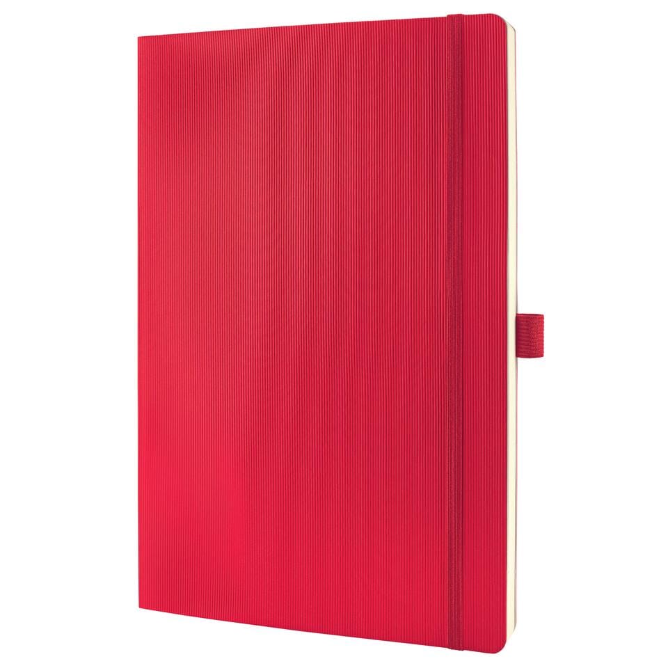 Notitieboek Conceptum Pure A4 rood 5mm ruit softcover. Genummerde pagina's, inhoudsopgave, sluiting d.m.v. elastiek, lus voor pen, 2 leeslintjes. 194 pagina's 80 grams chamoiskleurig papier.