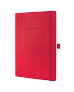 Notitieboek Conceptum Pure A4 rood gelinieerd softcover. Genummerde pagina's, inhoudsopgave, sluiting d.m.v. elastiek, lus voor pen, 2 leeslintjes. 194 pagina's 80 grams chamoiskleurig papier.